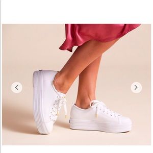 Keds Triple Up Leather Platform Sneakers in White